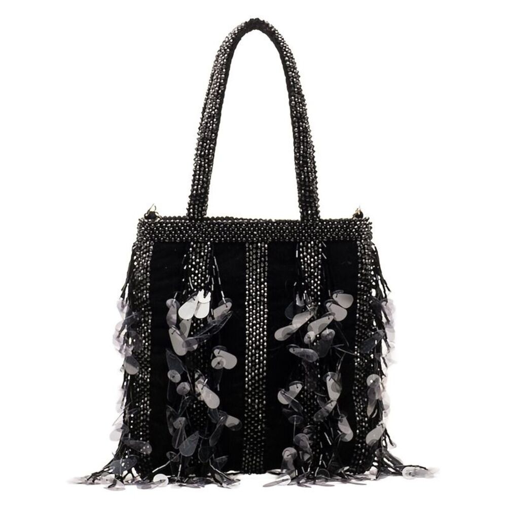 Frances Valentine Gatsby Mini Velvet Tote, Black